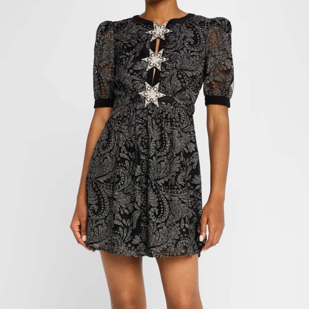 NWT Saloni Jamie C Short Dress Stardust Size 4